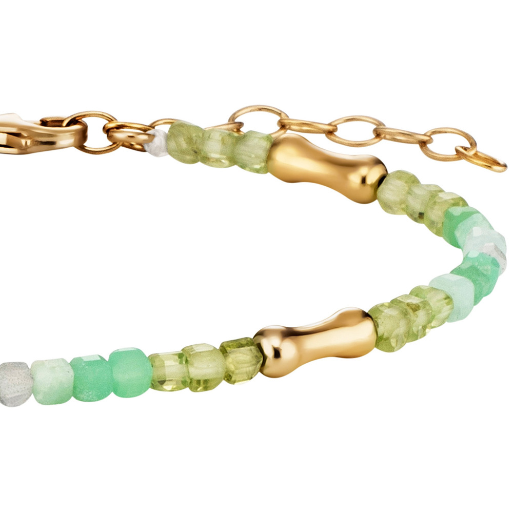 Julie Julsen Loving Stones Bracelet 925 plaqué or avec chrysoprase, péridot et labradorite 19.50cm de long