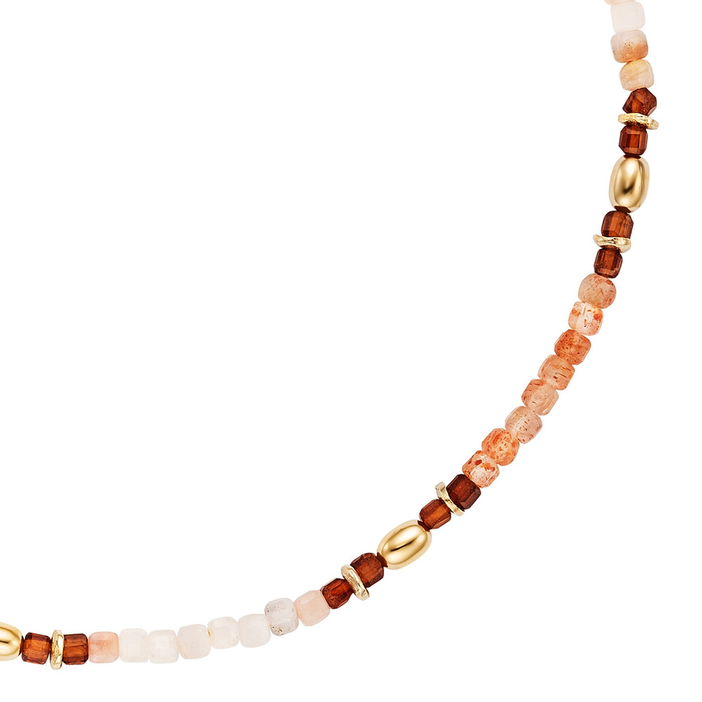 Julie Julsen Loving Stones Necklace 925 silver gold plated with hessonite garnet, pink opal and sunstone 45cm long