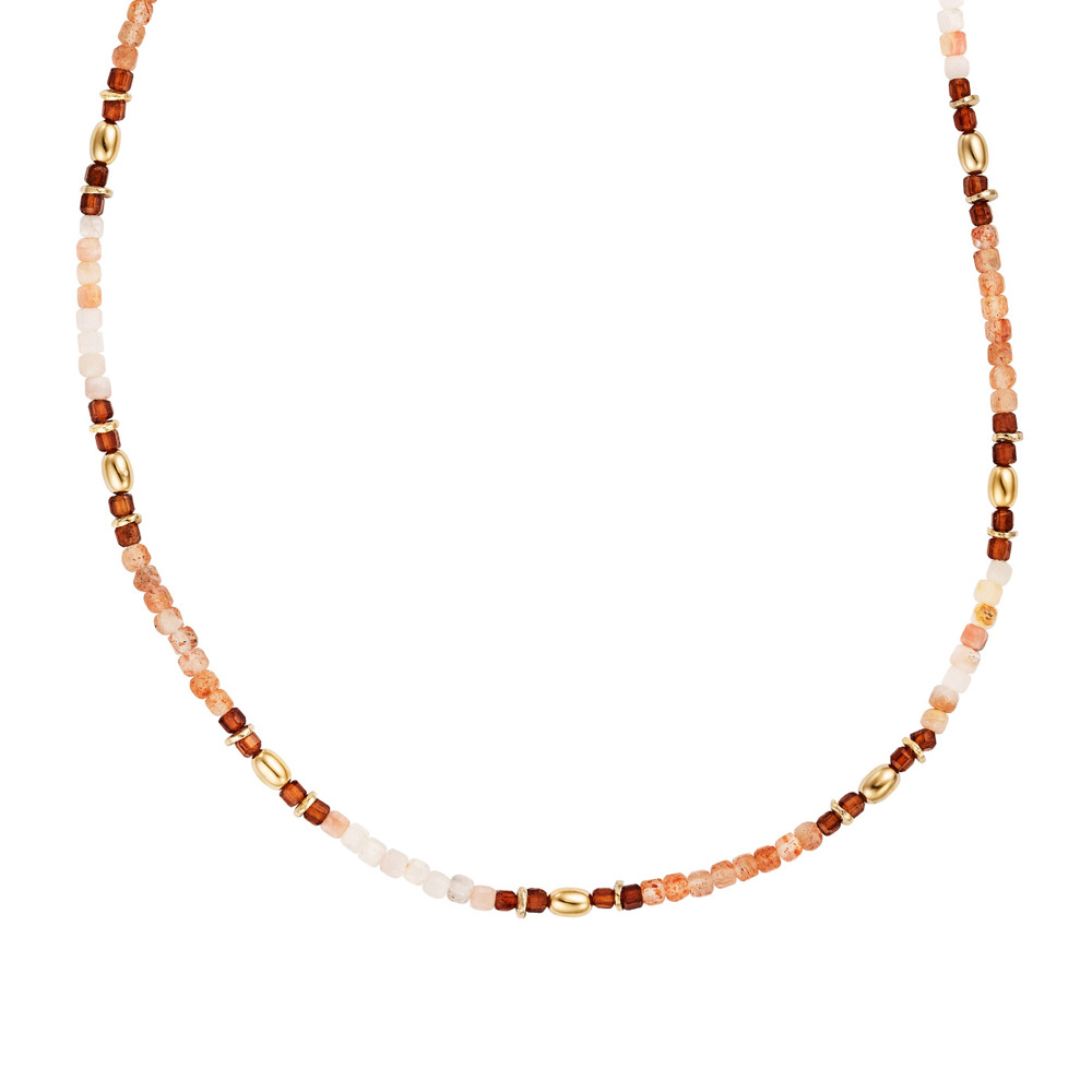 Julie Julsen Loving Stones Necklace 925 silver gold plated with hessonite garnet, pink opal and sunstone 45cm long