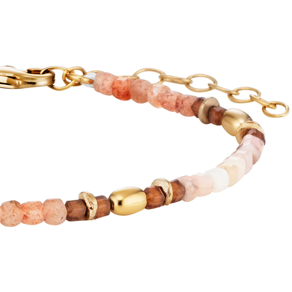 Julie Julsen Loving Stones Bracelet 925 argent plaqué or avec grenat hessonite, opale rose et pierre de soleil 19.50cm long