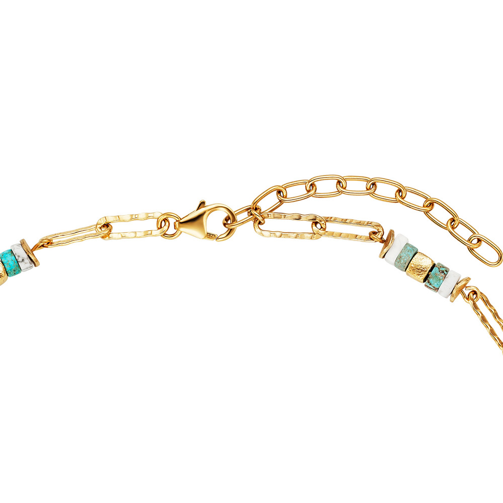 Julie Julsen Loving Stones Necklace 925 silver gold plated with jasper and howlite 45cm long