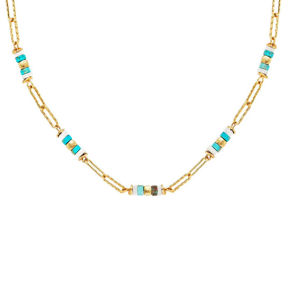 Julie Julsen Loving Stones Necklace 925 silver gold plated with jasper and howlite 45cm long