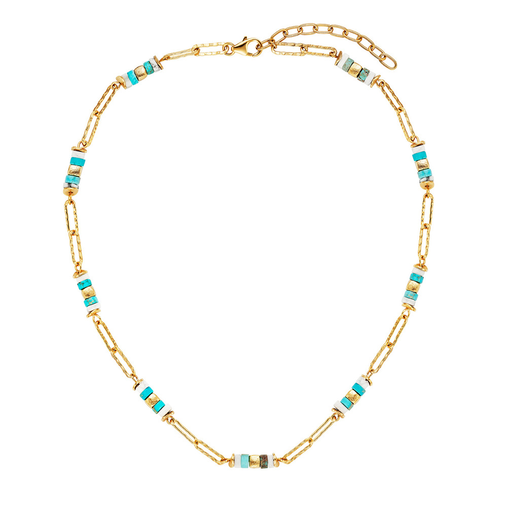 Julie Julsen Loving Stones Necklace 925 silver gold plated with jasper and howlite 45cm long