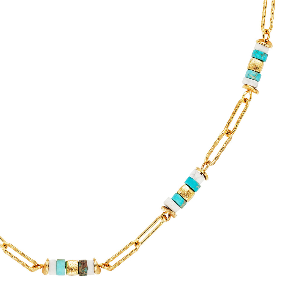 Julie Julsen Loving Stones Necklace 925 silver gold plated with jasper and howlite 45cm long