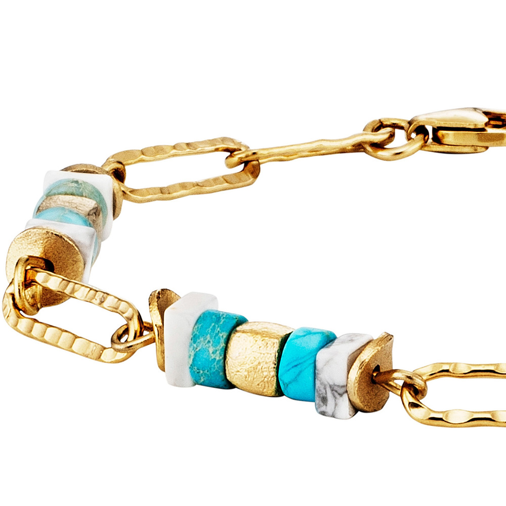 Julie Julsen Loving Stones Bracelet 925 argent plaqué or avec jaspe et howlite 19.50cm de long