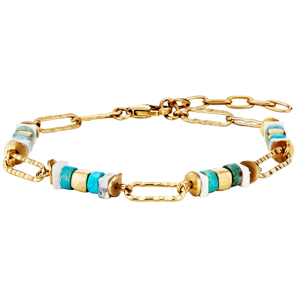 Julie Julsen Loving Stones Bracelet 925 silver gold plated with jasper and howlite 19.50cm long