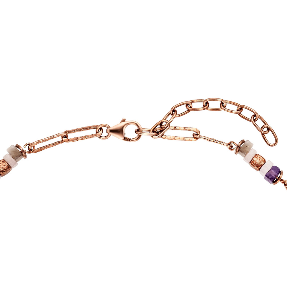 Julie Julsen Loving Stones Necklace 925 silver rose gold plated with amethyst and rose quartz 45cm long