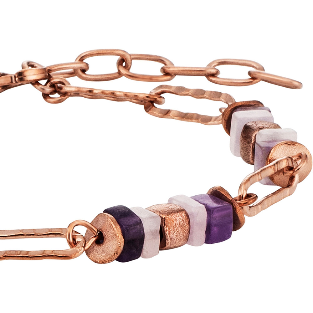 Julie Julsen Loving Stones Bracelet 925 silver rose gold plated with amethyst and rose quartz 19.50cm long