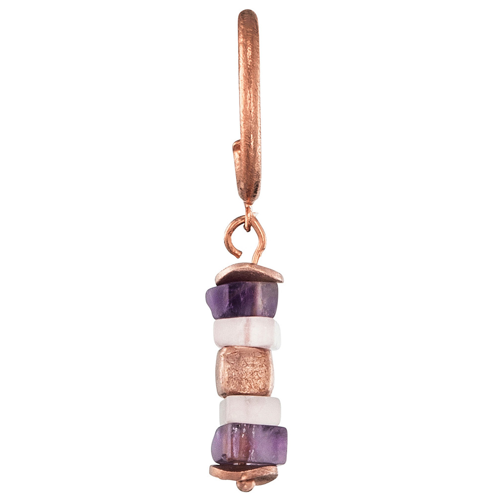 Julie Julsen Loving Stones Ohrstecker 925 Silber Rosévergoldet mit Amethyst und Rosenquarz 1.50cm lang