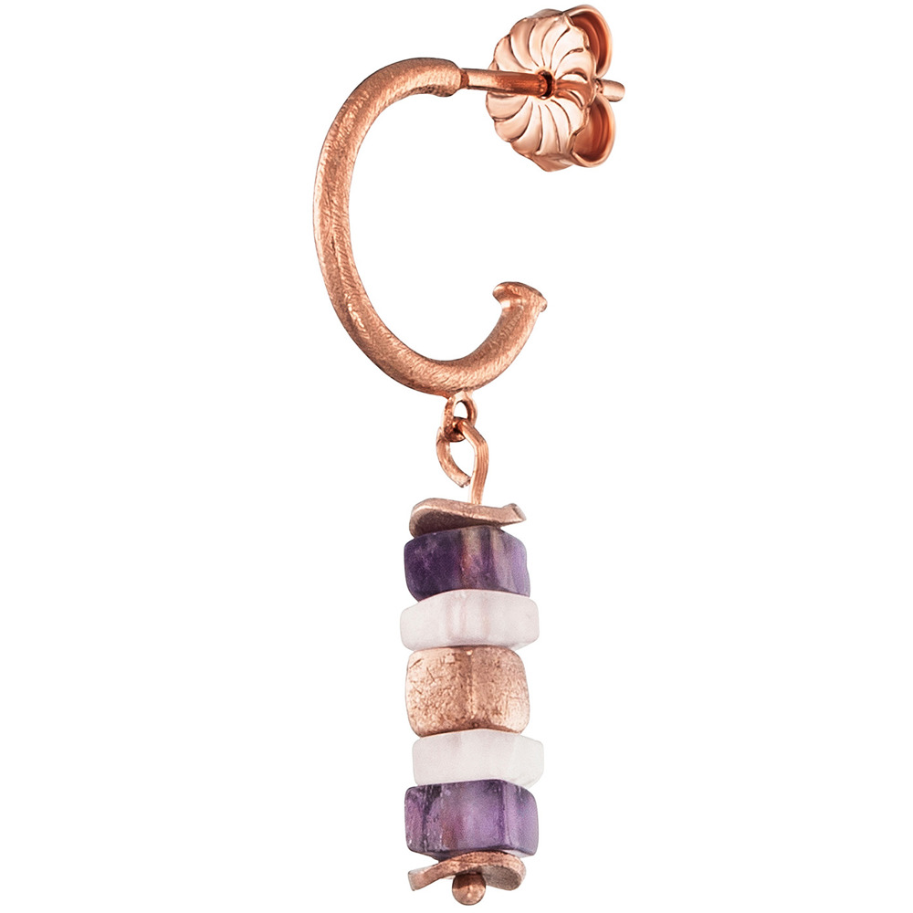 Julie Julsen Loving Stones Ohrstecker 925 Silber Rosévergoldet mit Amethyst und Rosenquarz 1.50cm lang