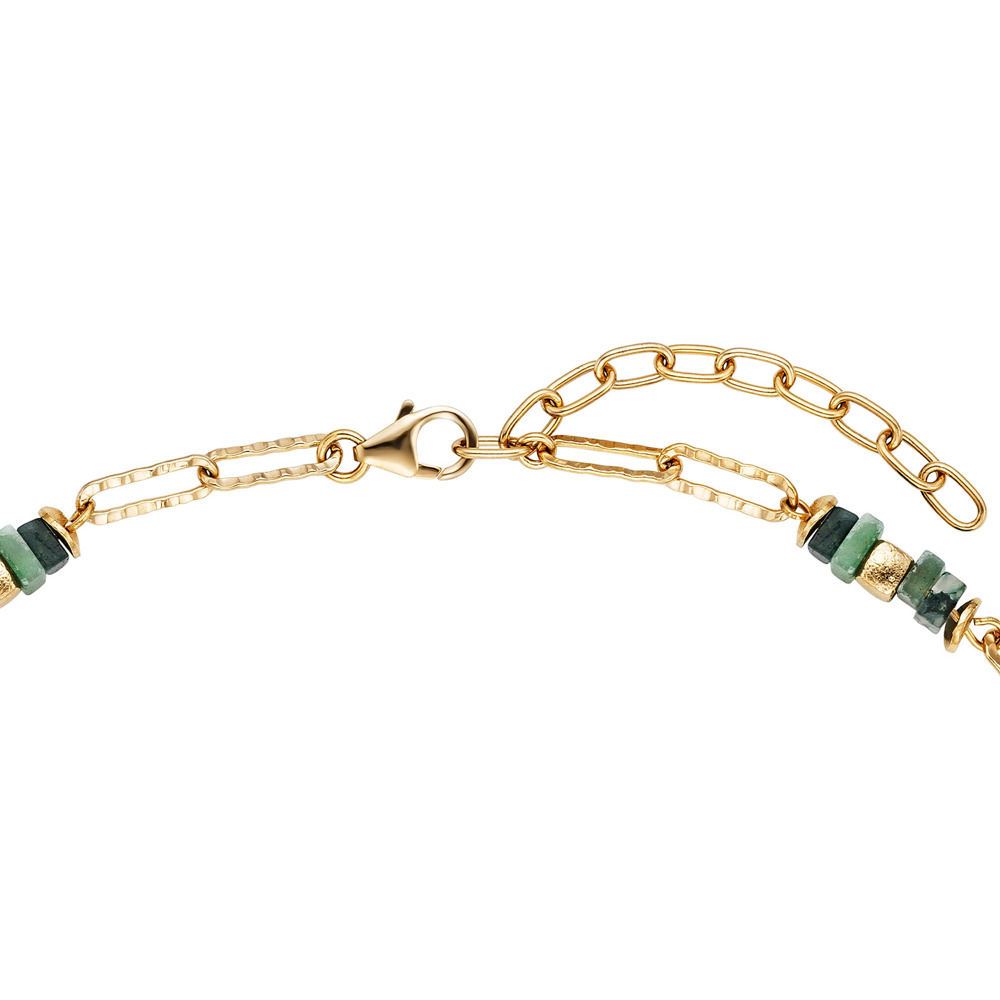 Julie Julsen Loving Stones Necklace 925 silver gold plated with green Baumachat and Amazonite 45cm long