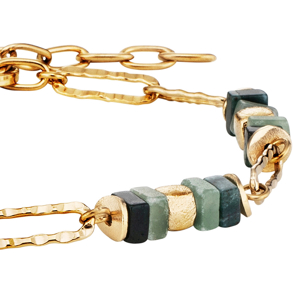 Julie Julsen Loving Stones Bracelet 925 argent plaqué or avec Baumachat vert et Amazonite 19.50cm de long