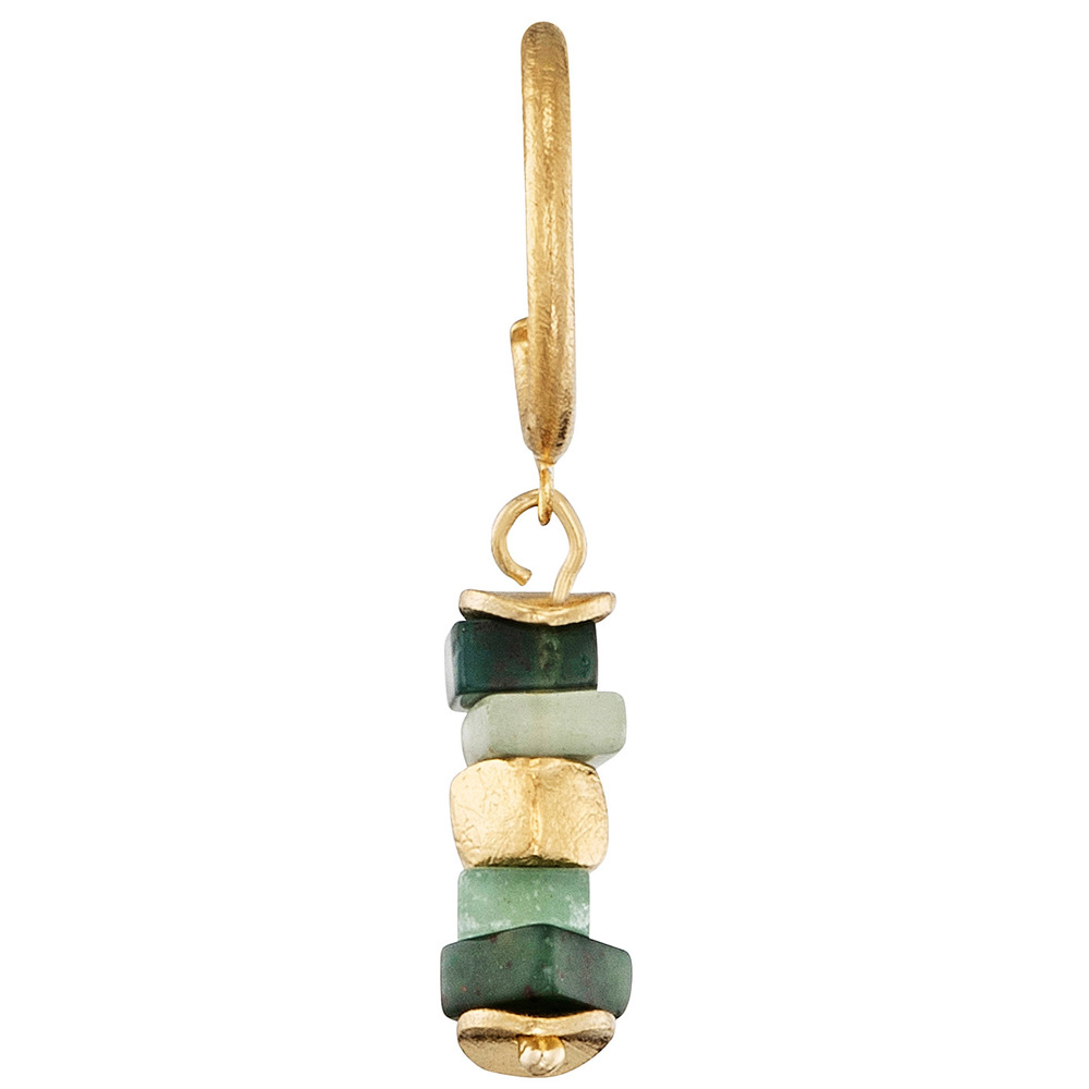 Julie Julsen Loving Stones Stud 925 silver gold plated with green Baumachat and Amazonite 1.50cm long