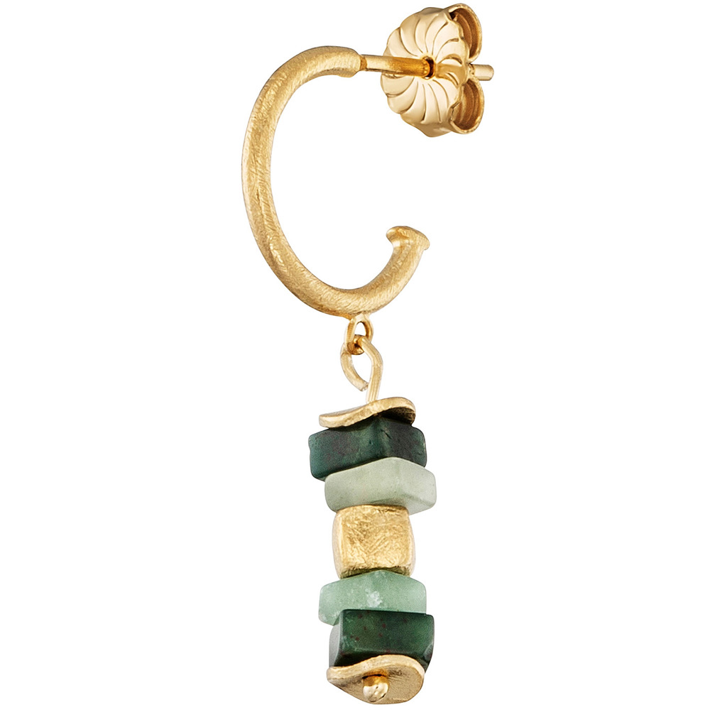 Julie Julsen Loving Stones Stud 925 silver gold plated with green Baumachat and Amazonite 1.50cm long