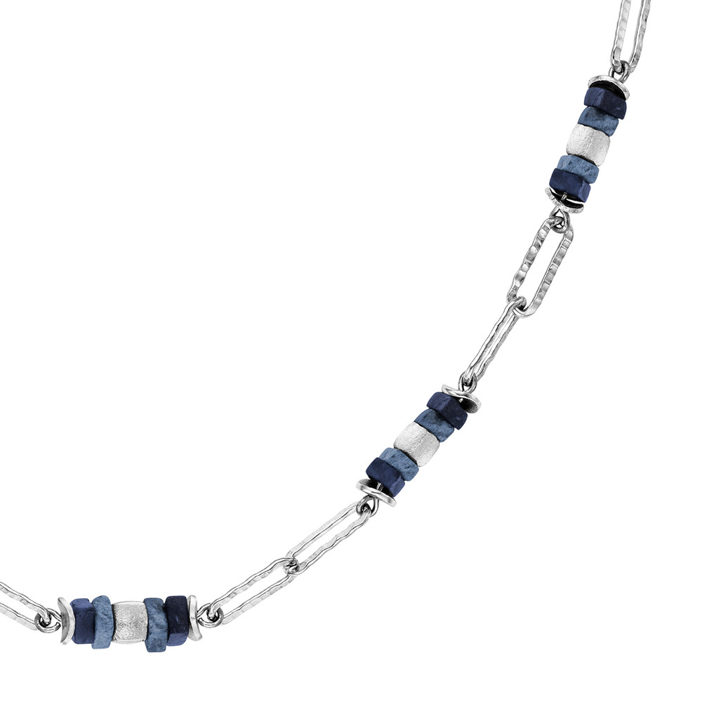 Julie Julsen Loving Stones Collier 925 en argent avec dumortierit foncé et clair 45cm de long