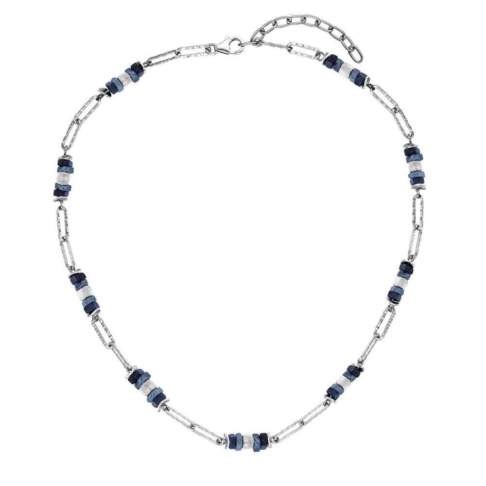 Julie Julsen Loving Stones Collier 925 en argent avec dumortierit foncé et clair 45cm de long