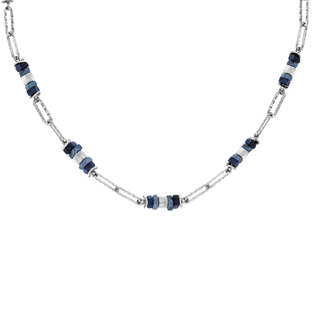 Julie Julsen Loving Stones Collier 925 en argent avec dumortierit foncé et clair 45cm de long