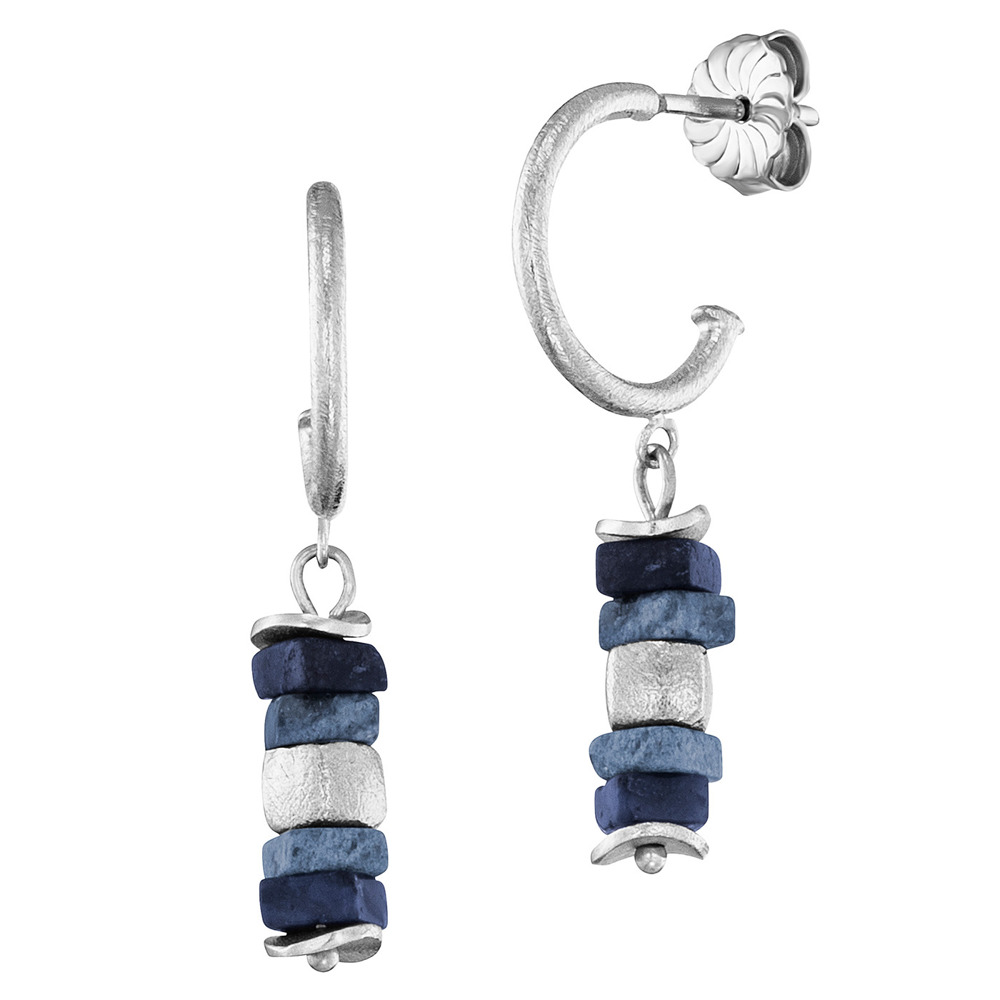 Julie Julsen Loving Stones Ohrstecker 925 Silber mit dunklen und hellen Dumortierit 1.50cm lang