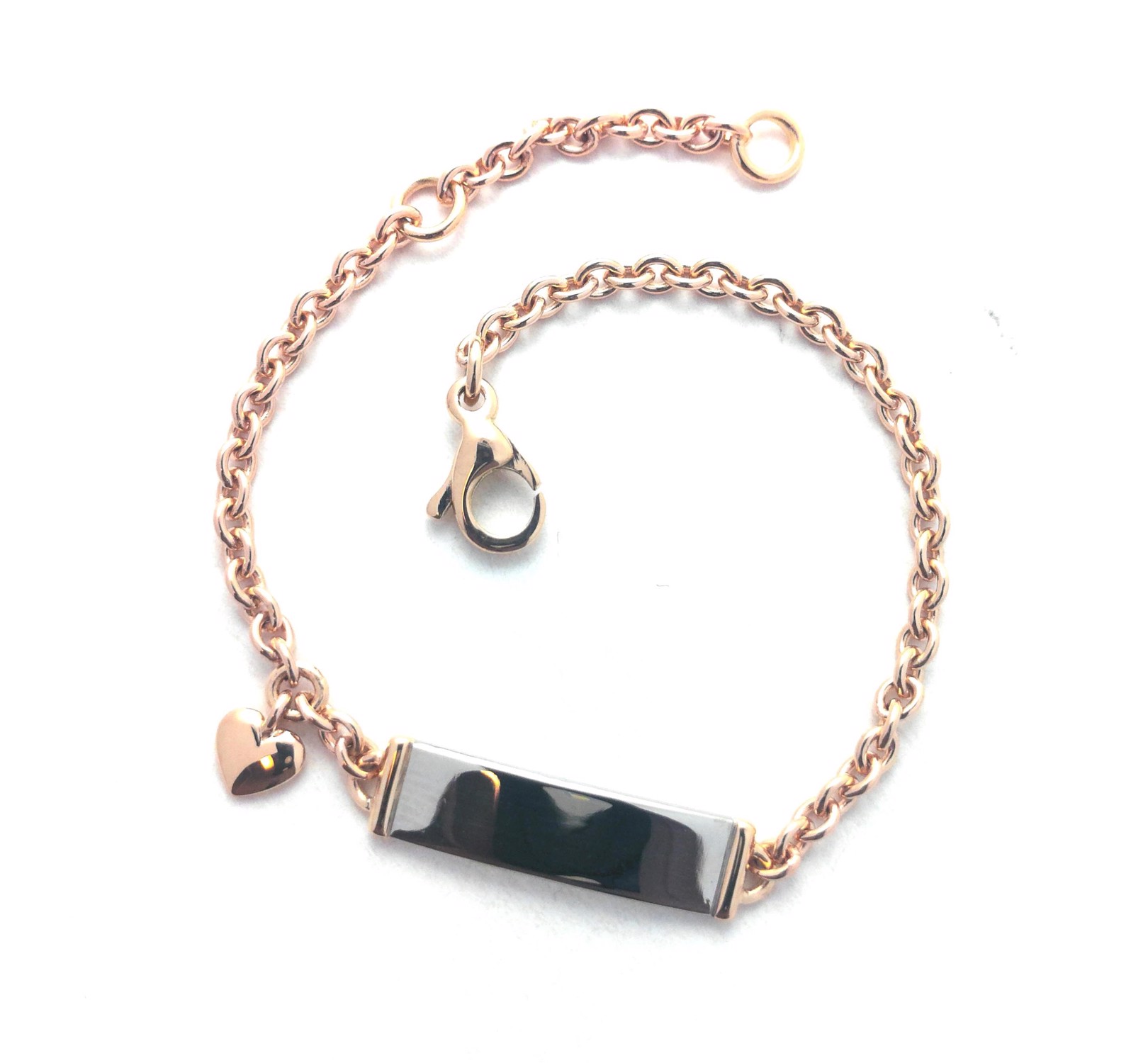 Identitäts - Armband Roségold und Weissgold mit Herz, Messerer Juwelier Zürich