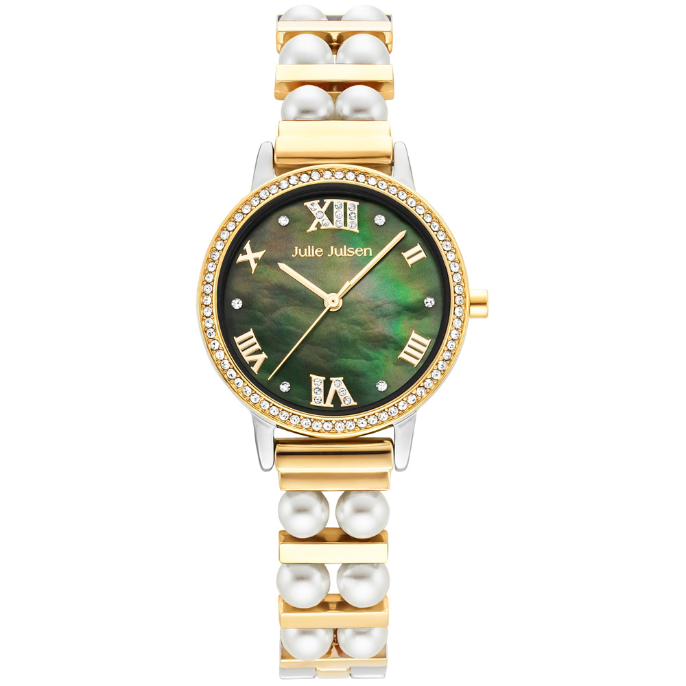 Julie Julsen Pearls Stainless steel gold plated with green mother of pearl dial