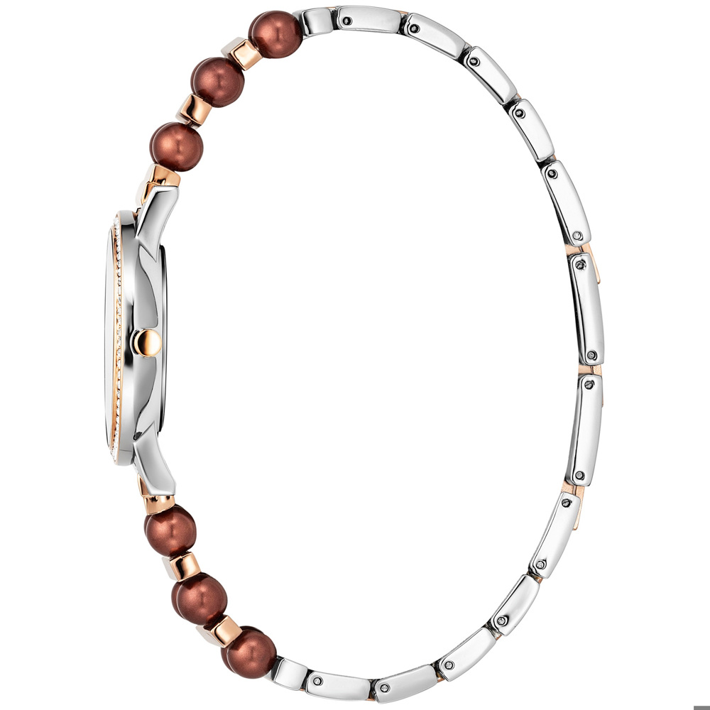 Julie Julsen Pearls Acier inoxydable plaqué or avec nacre marron cadran