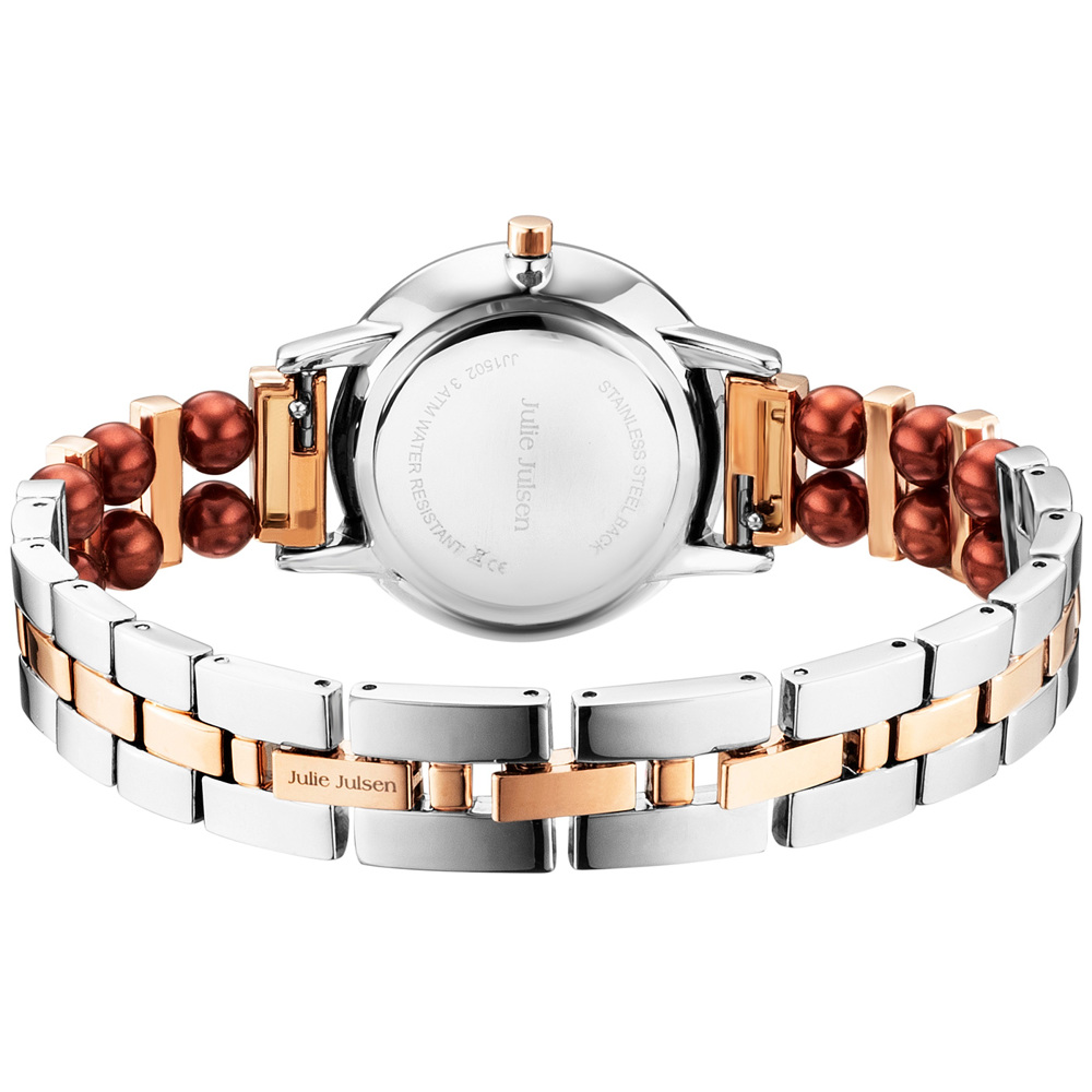 Julie Julsen Pearls Stainless Steel Gold Plated with Brown Mother of Pearl Dial