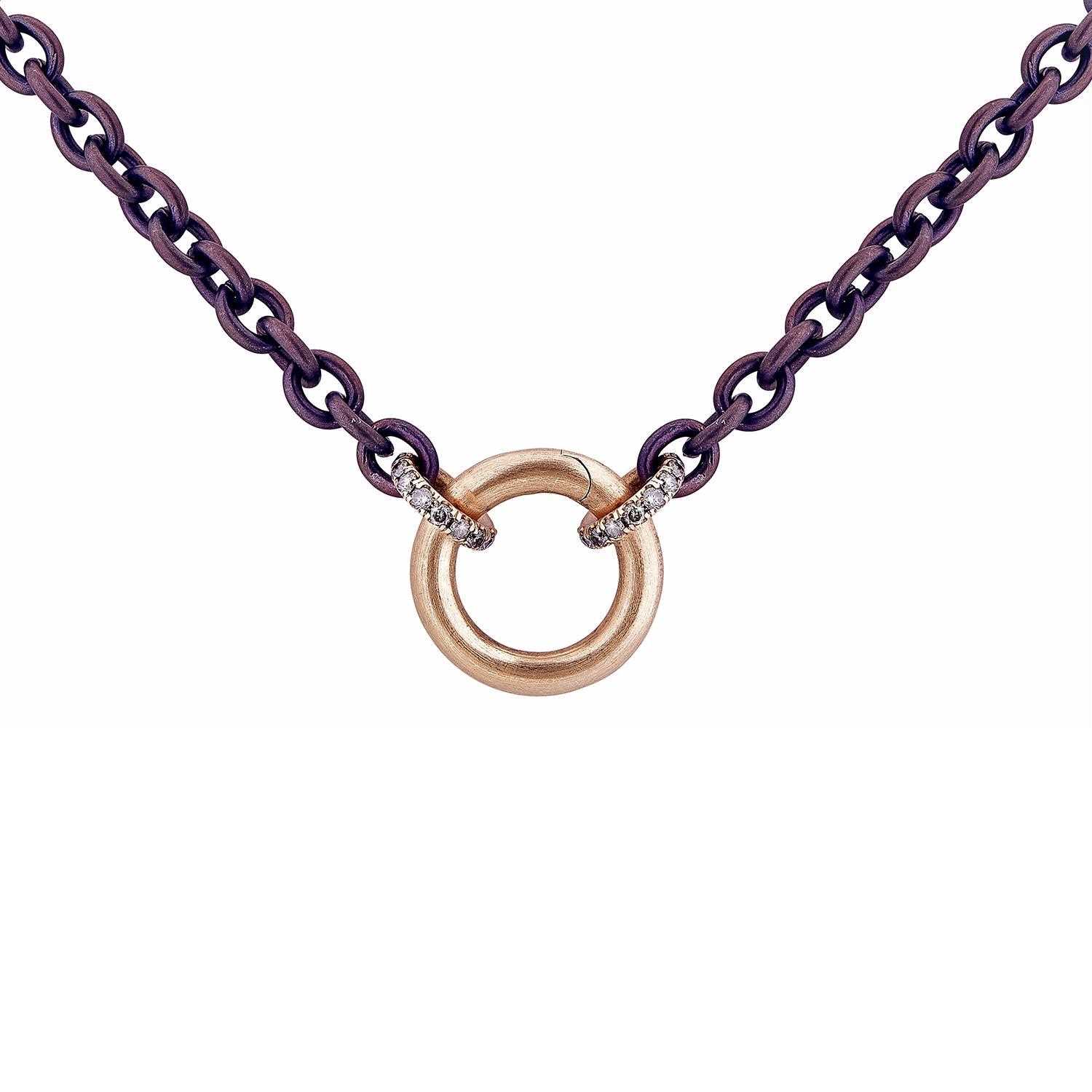 Collier 2 - Rang Inox braun, Roségold mit Brillanten, Messerer Juwelier Zürich