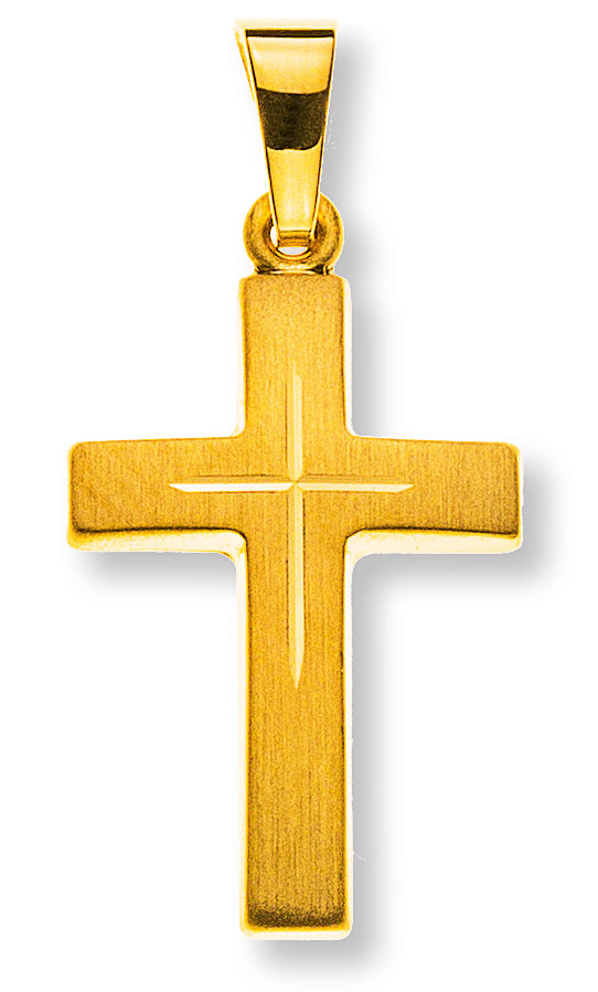 AURONOS Prestige Kreuz Anhänger 18K Gelbgold 1.8cm Länge 1.2cm Breite