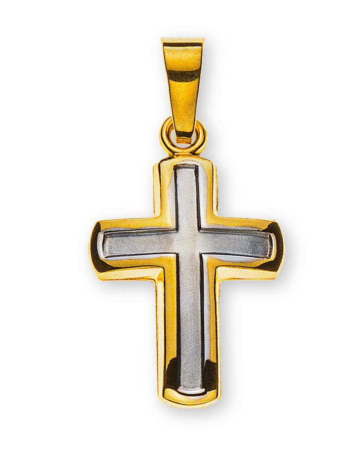 AURONOS Prestige Pendentif en croix 18K or jaune 1.5cm longueur 1.1cm largeur