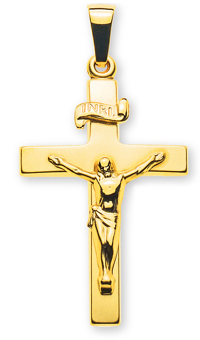 AURONOS Prestige Kreuz Anhänger 18K Gelbgold 2.4cm Länge 1.6cm Breite