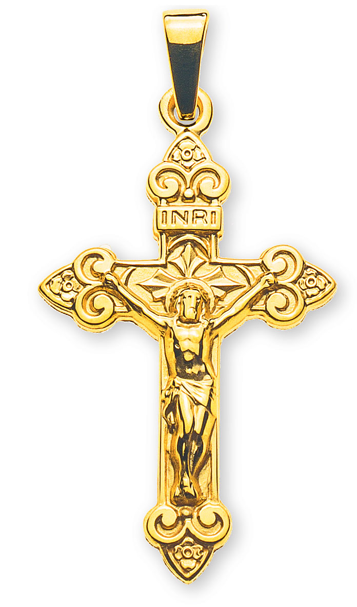 AURONOS Prestige Cross pendant 18K yellow gold 2.5cm length 1.6cm width