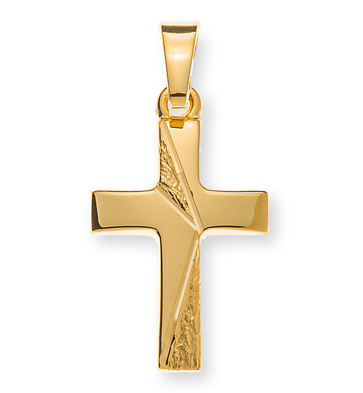 AURONOS Prestige Kreuz Anhänger 18K Gelbgold 2.1cm Länge 1.4cm Breite