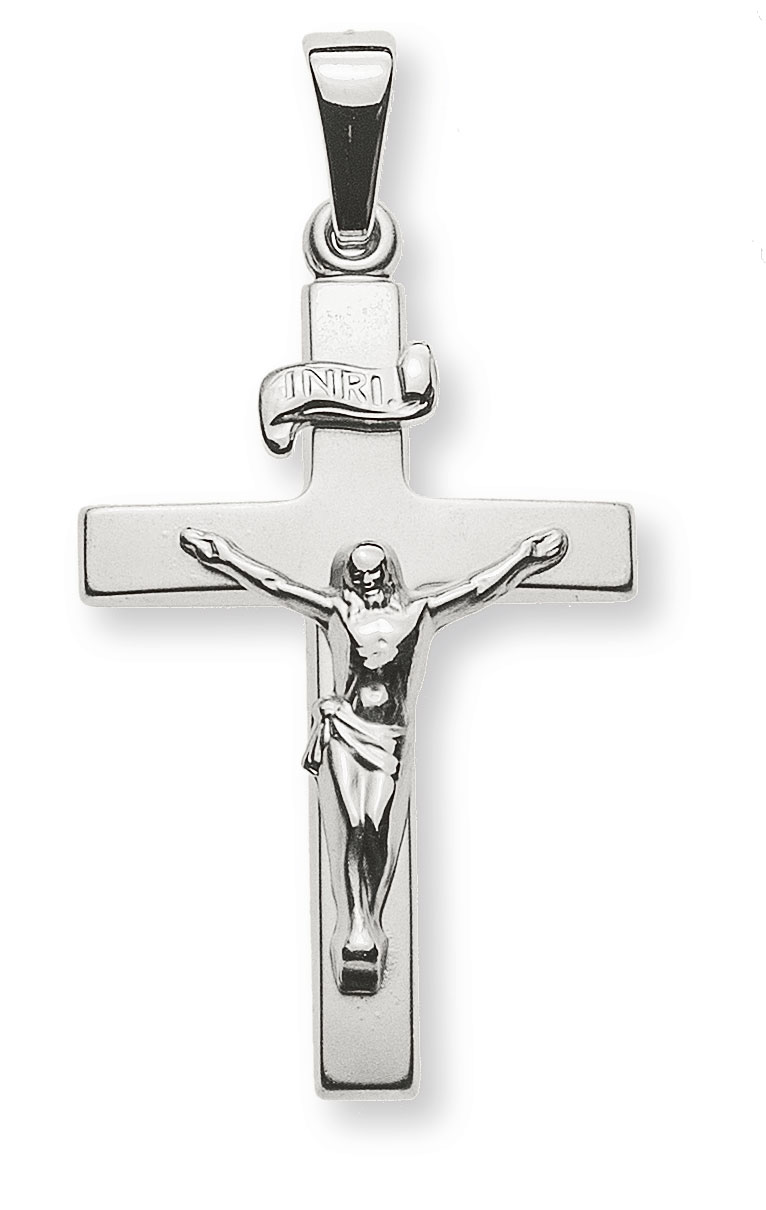 AURONOS Prestige Kreuz Anhänger 18K Weissgold 2.4cm Länge 1.6cm Breite