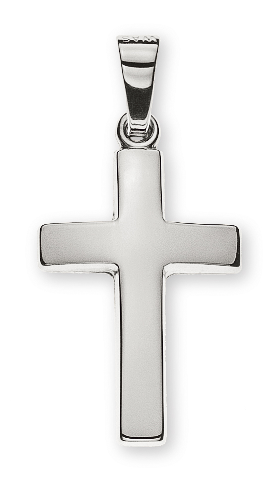 AURONOS Élégance Croix pendentif 14K or blanc 1.8cm longueur 1.2cm largeur