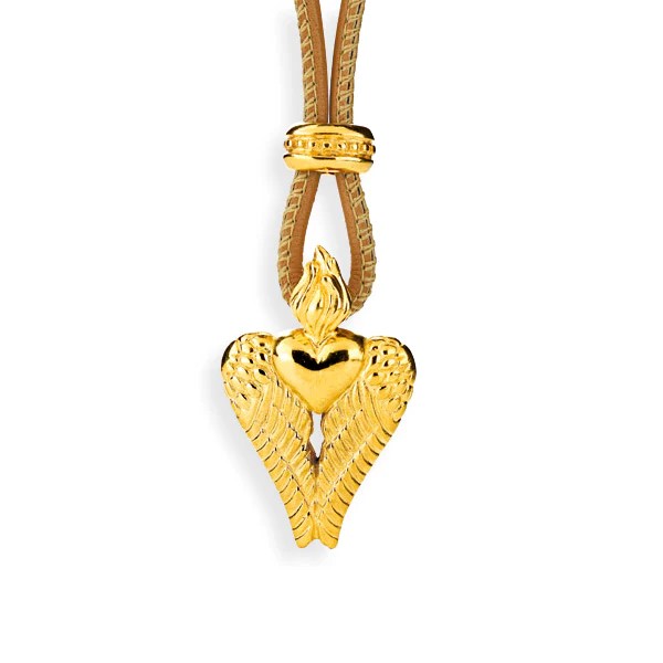 Drachenfels Carpe Diem small heart pendant made of 925 silver gold plated length 2.3cm width 1.4cm