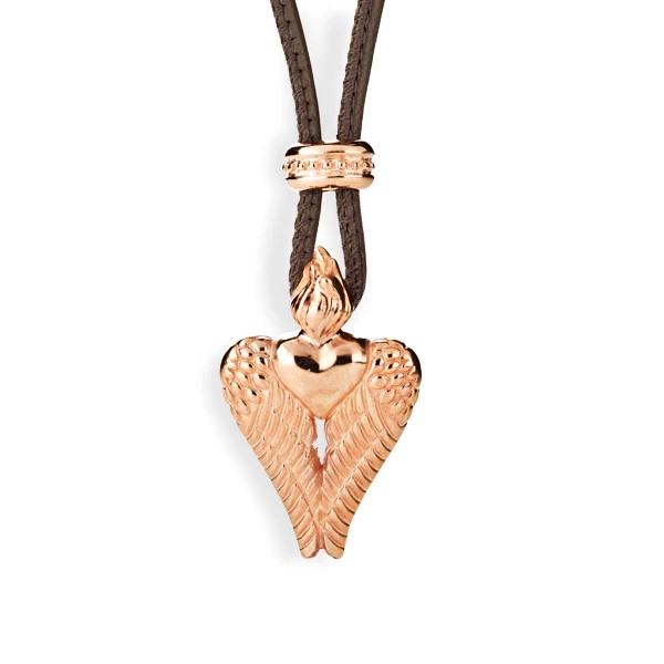 Drachenfels Carpe Diem small heart pendant made of 925 silver rose gold plated length 2.3cm width 1.4cm