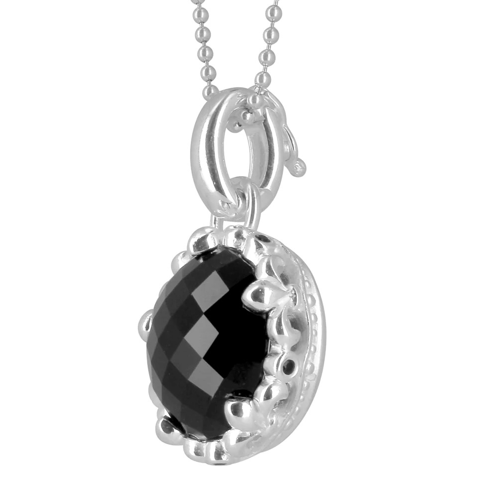 Drachenfels Lilienkönigin large crown pendant made of 925 silver with faceted onyx length 4.0cm width 2.5cm