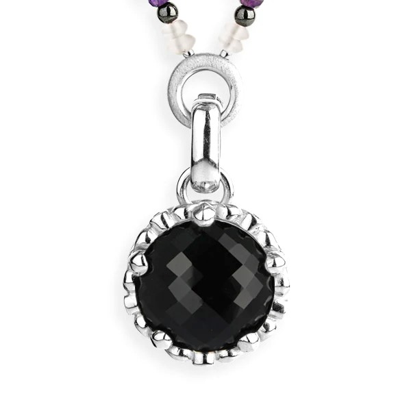 Drachenfels Lilienkönigin large crown pendant made of 925 silver with faceted onyx length 4.0cm width 2.5cm