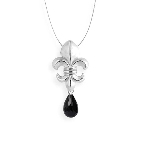 Drachenfels Lilienkönigin small pendant made of 925 silver with onyx bulb length 3.2cm width 1.5cm