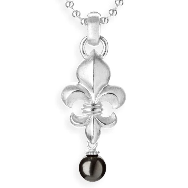 Drachenfels Lilienkönigin large pendant made of 925 silver with Tahitian pearl length 5.5cm width 2.0cm