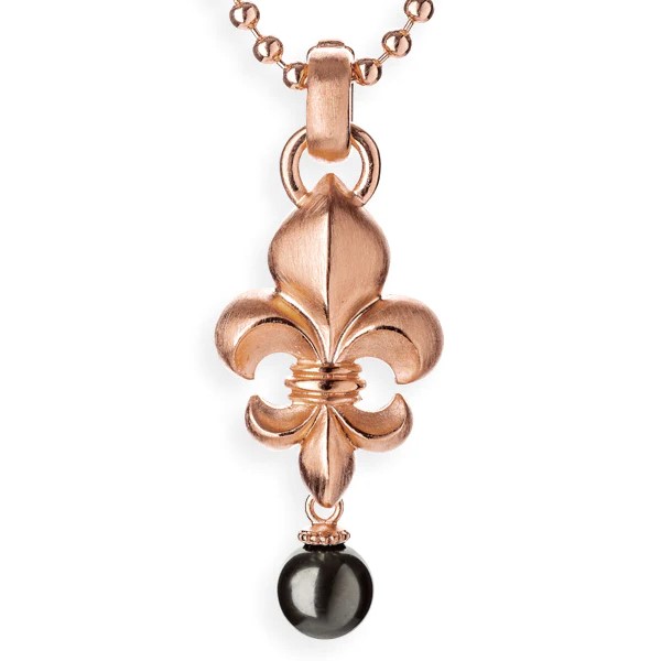 Drachenfels Lilienkönigin large pendant made of 925 silver rose gold plated with tahitian pearl length 5.5cm width 2.0cm