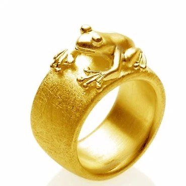 Drachenfels Froschkönig large ring made of 925 silver gold-plated and gold-plated frog size 52-62