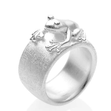 Drachenfels Froschkönig Bague en argent 925 avec grenouille argentée taille 52-62