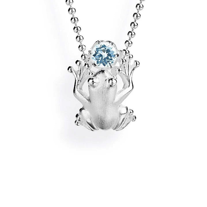 Drachenfels Froschkönig small pendant made of 925 silver and topaz Length: 1.9cm Width: 1.5cm