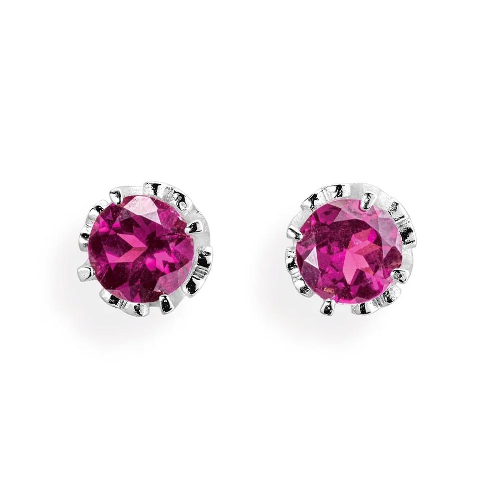 Drachenfels Froschkönig Couronne Boucles d’oreilles en argent 925 avec rhodolite