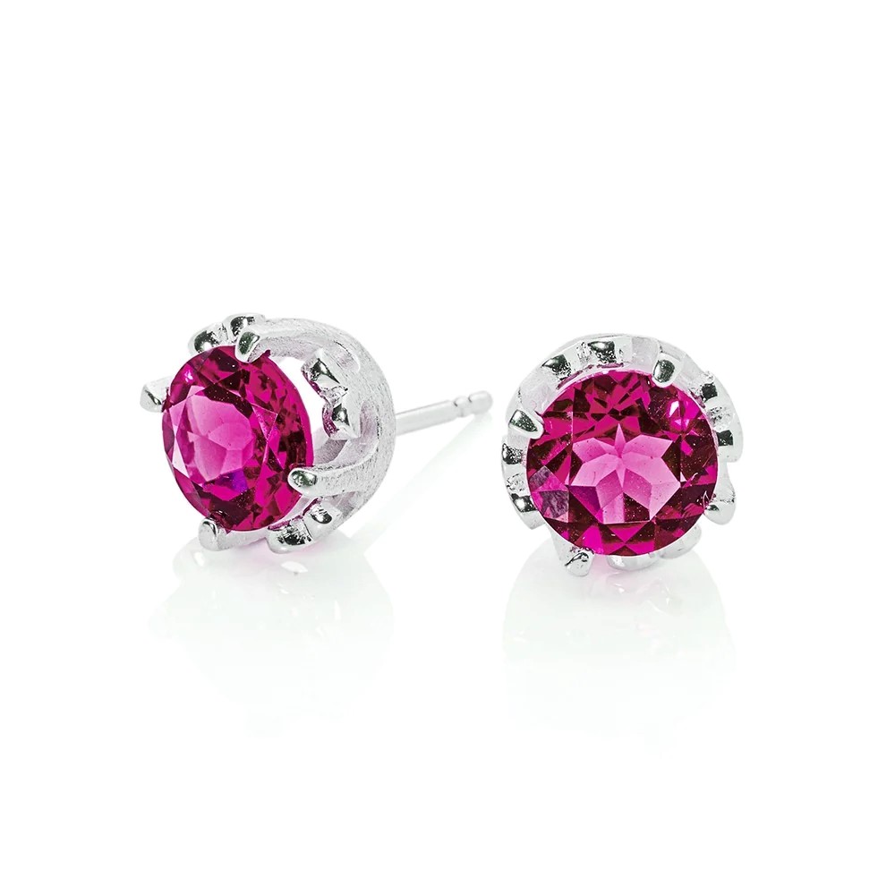 Drachenfels Froschkönig Couronne Boucles d’oreilles en argent 925 avec rhodolite