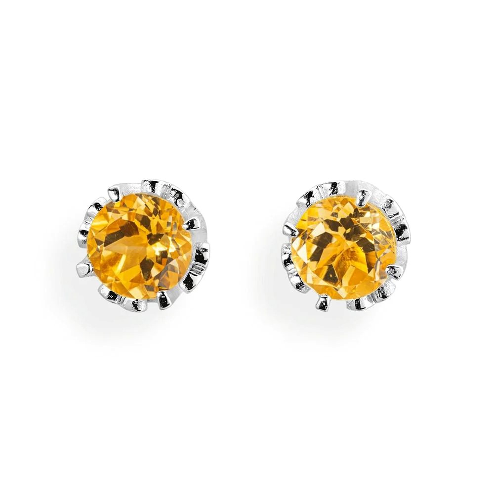 Drachenfels Froschkönig Kronen Stud earrings made of 925 silver with citrine