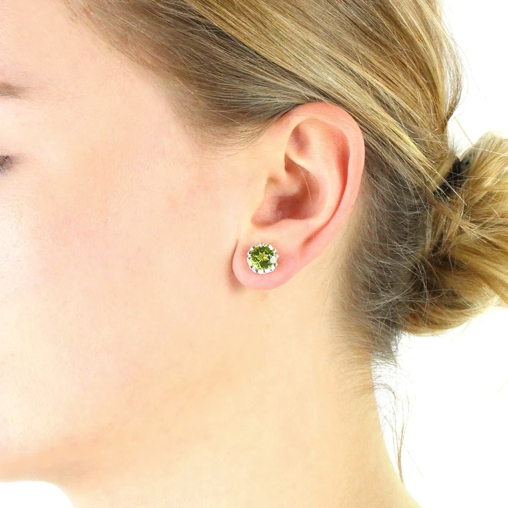 Drachenfels Froschkönig Crown 925 silver stud earrings with peridot