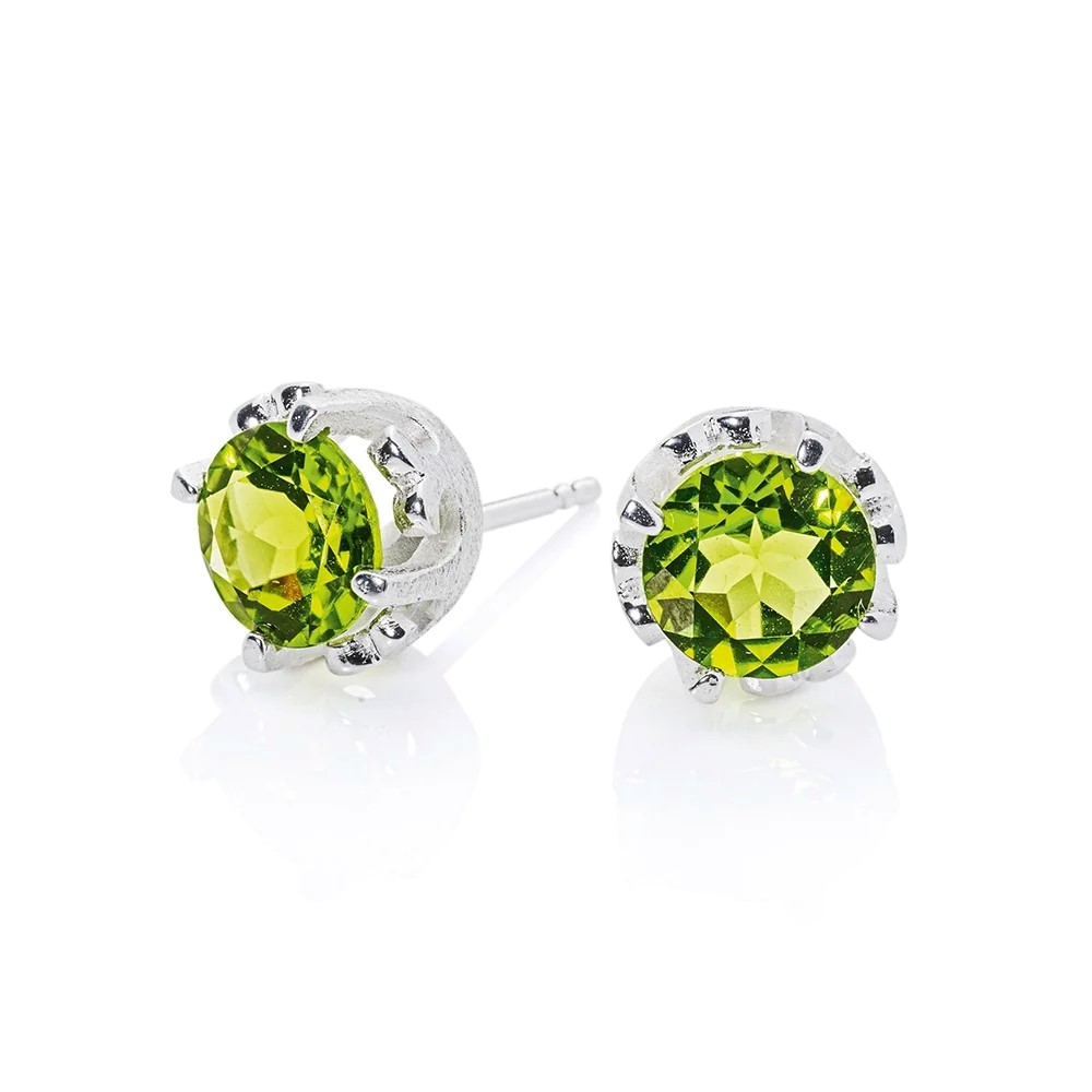 Drachenfels Froschkönig Crown 925 silver stud earrings with peridot