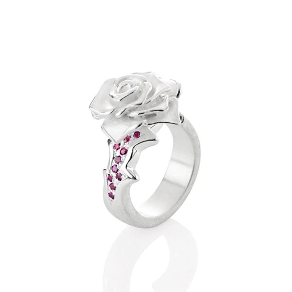 Drachenfels Rose of Antoine petite bague en argent 925 et rhodolithpavée taille 52-62